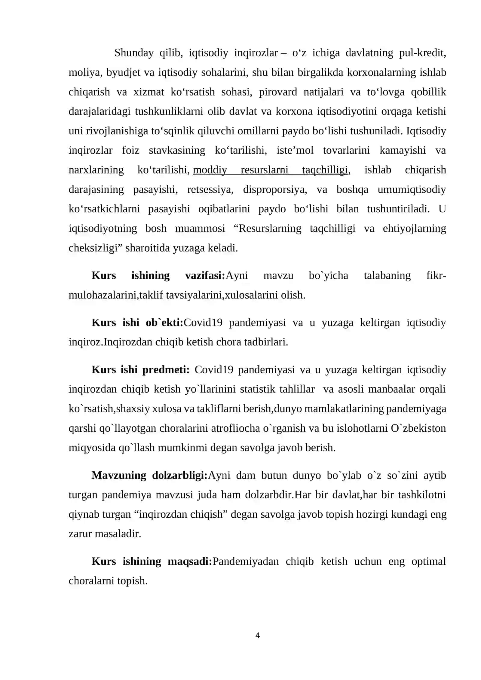 “Pandemiya sharoitida jahon iqtisodiyotining yuzaga kelgan inqirozdan chiqib ketish chora-tadbirlari” 4