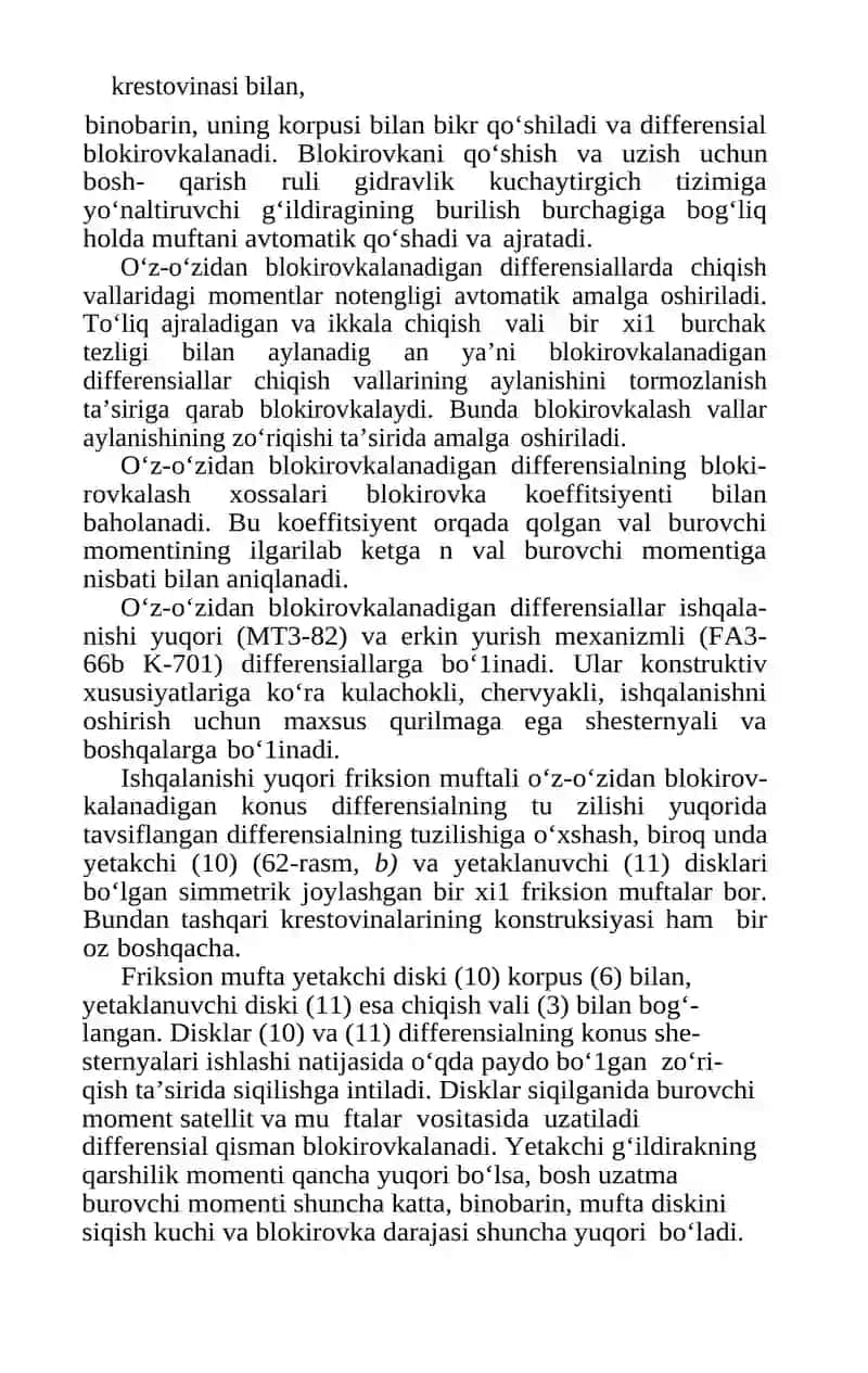 Dıfferensıal va yetakchı g‘ıldırak vallarıga texnik xizmat ko’rsatish 4