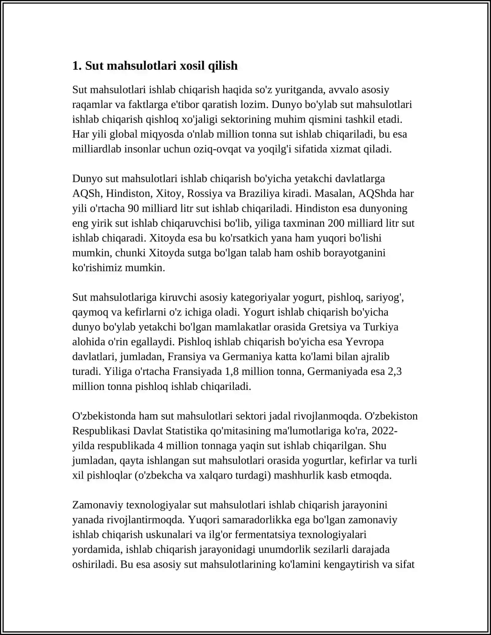 Sut mahsulotlari xosil qilish 4