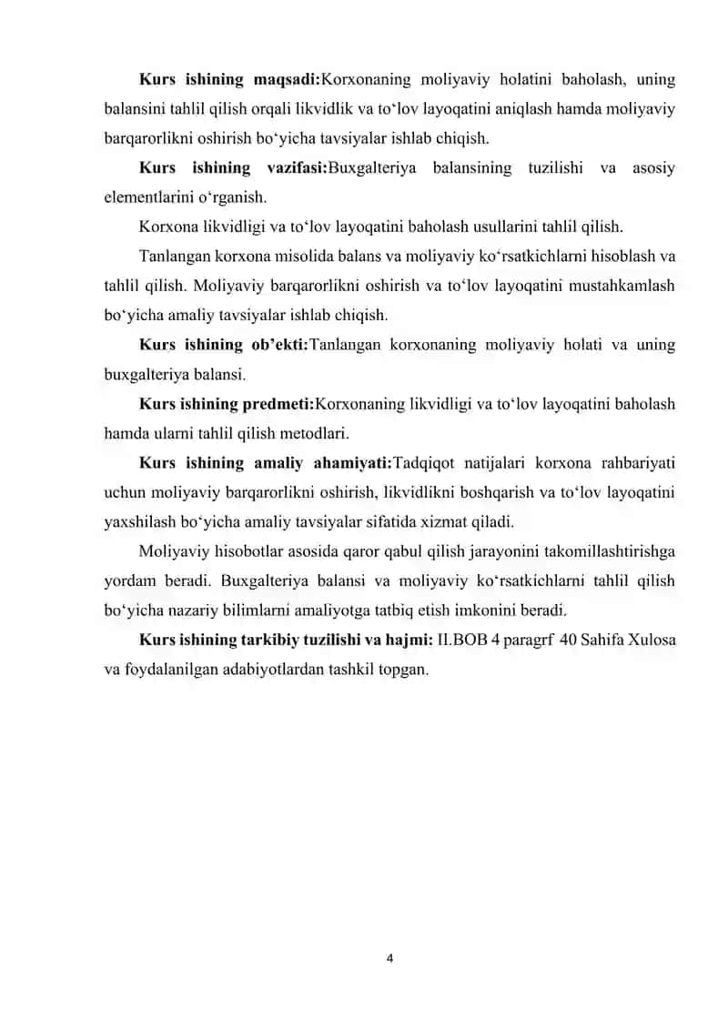BUXGALTERIYA BALANSI LIKVIDLIGI VA KORXONA TO'LOV LAYOQATINING TAHLILI 4