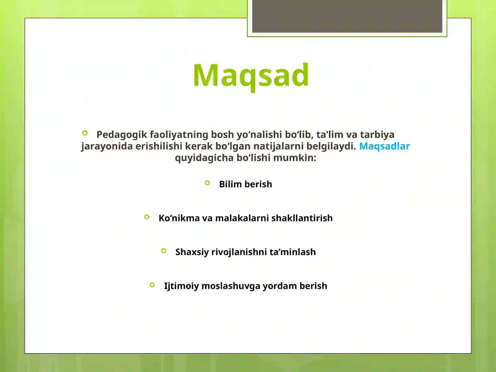 Pedagogik faoliyatning tarkibiy tuzilmasi,pedagoglik kasbini rivojlantirishda Ustoz-shogird an'analari 4