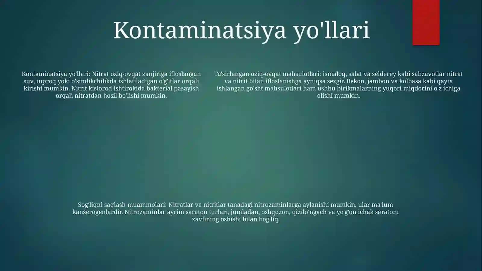 Оziq-Оvqаt Mаhsulоtlаrining Nitritlar Va NitritrobirikmalariBilanIfloslanishi 4