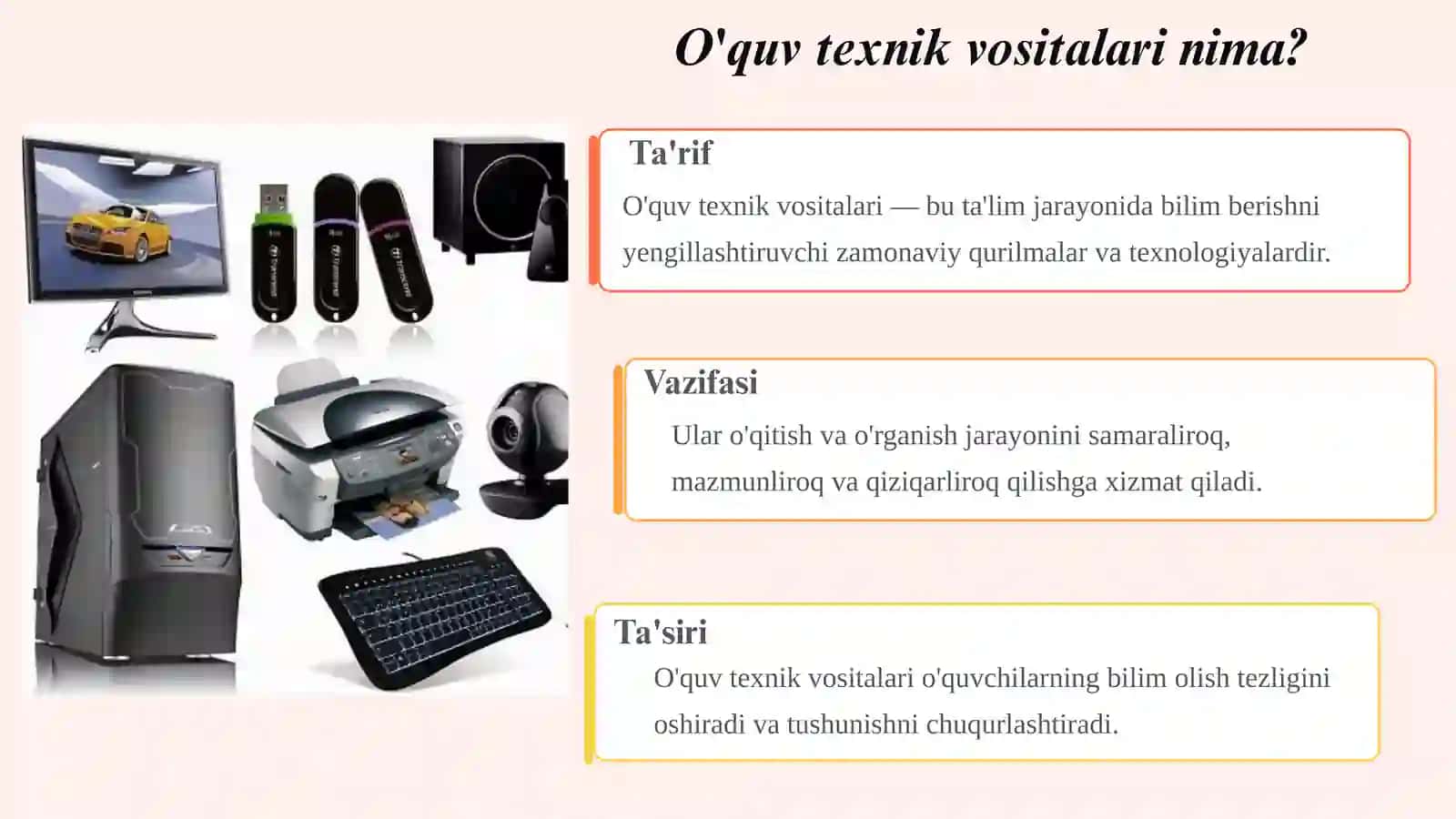 Zamonaviy oʻquv texnik vositalari: Kompyuter qurilmalari va ularning vazifalari 4