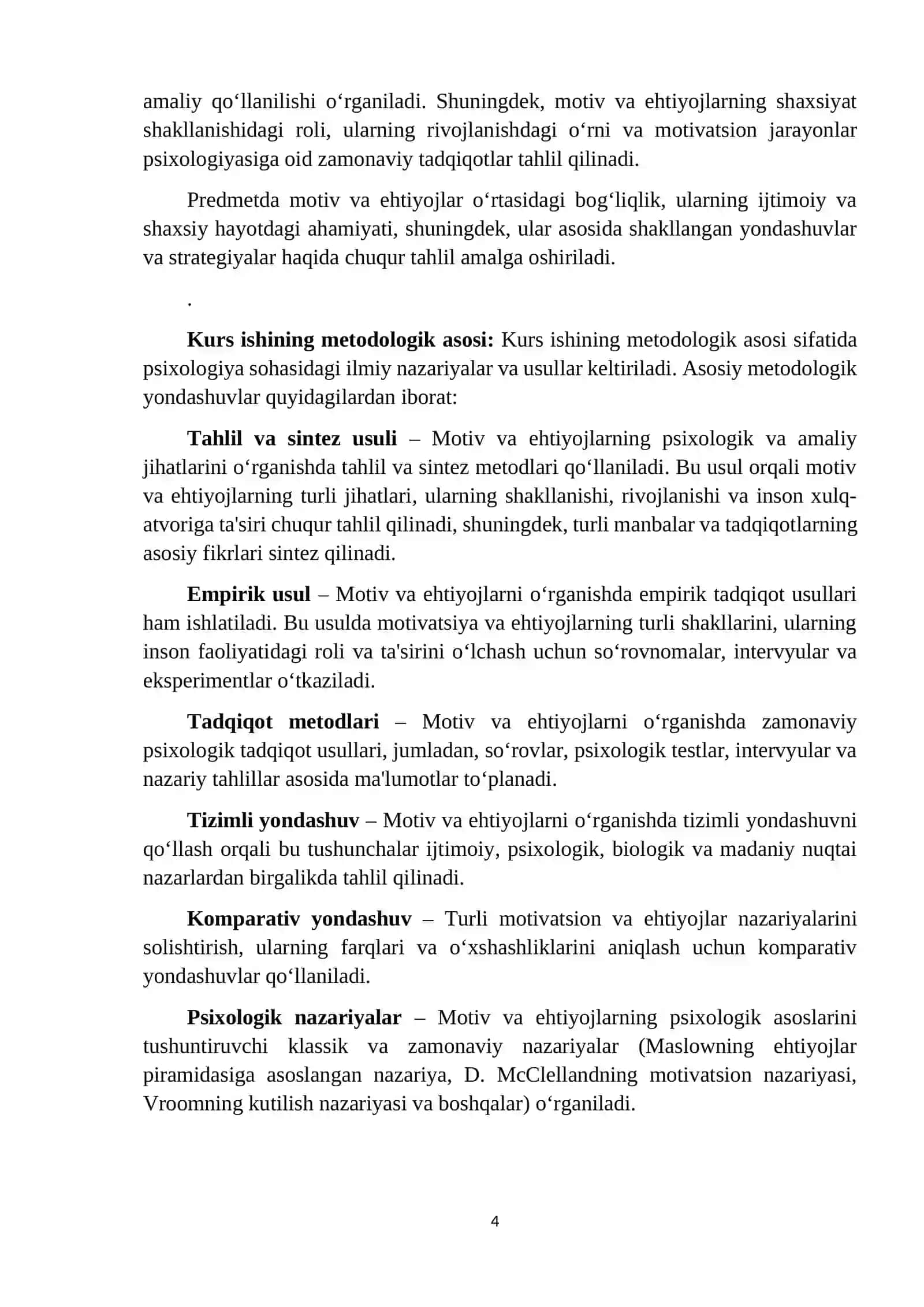Motiv va ehtiyojning ta'riflari ularning tasnifi 4