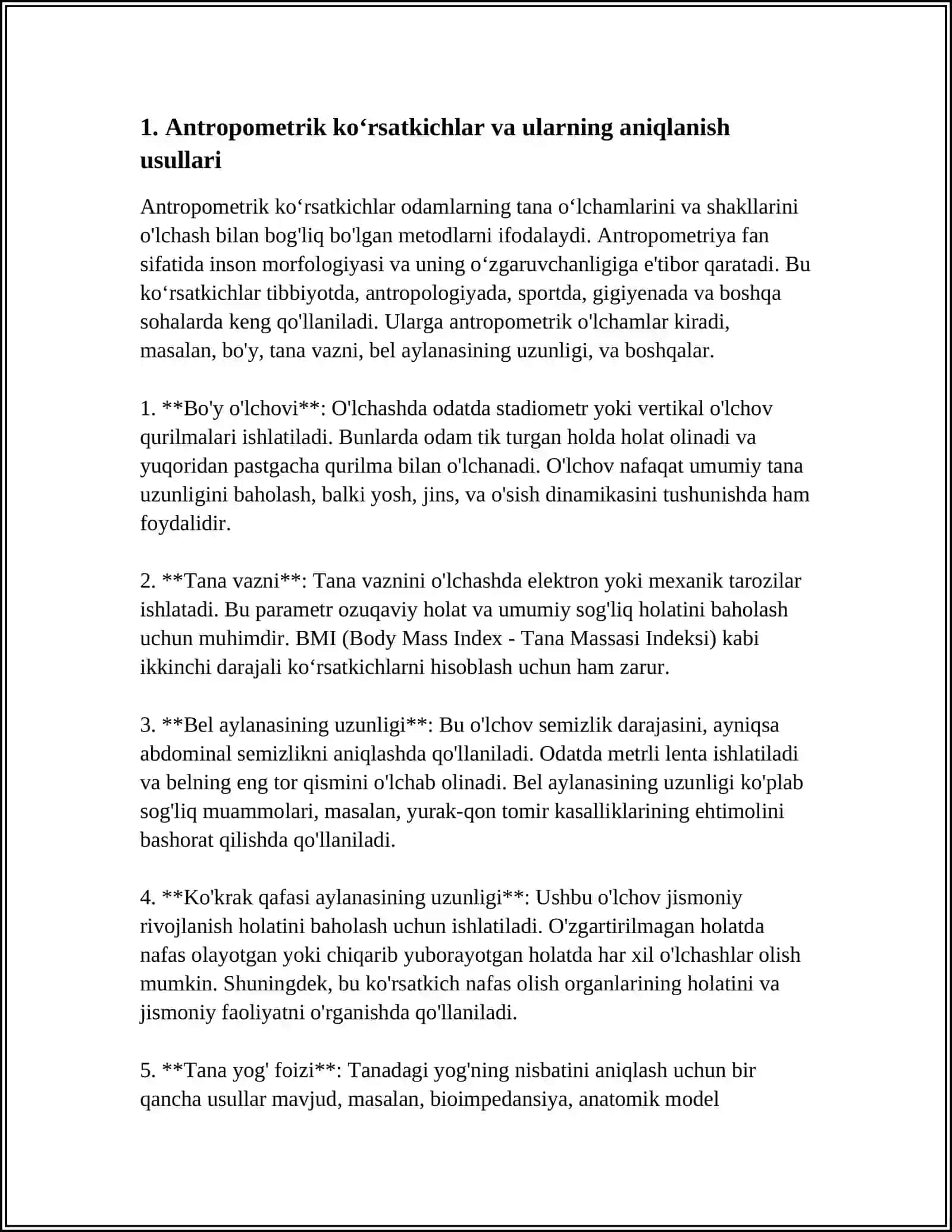 INSON ANTROPOMETRIK KOʻRSATKICJLARINING FAOLIYAT XAVFSIZLIGIGA TA’SIRI 4