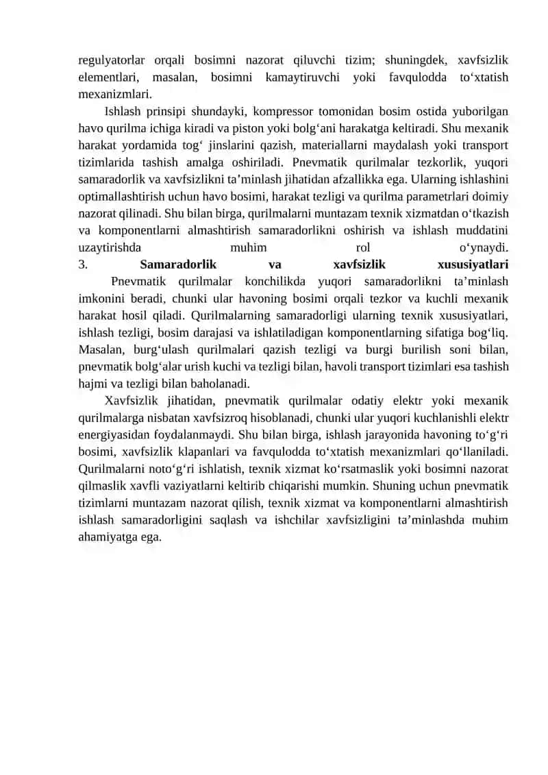 Konchilik korxonalari pnevmatik qurilmalari va ularning ishini tashkil qilish 4