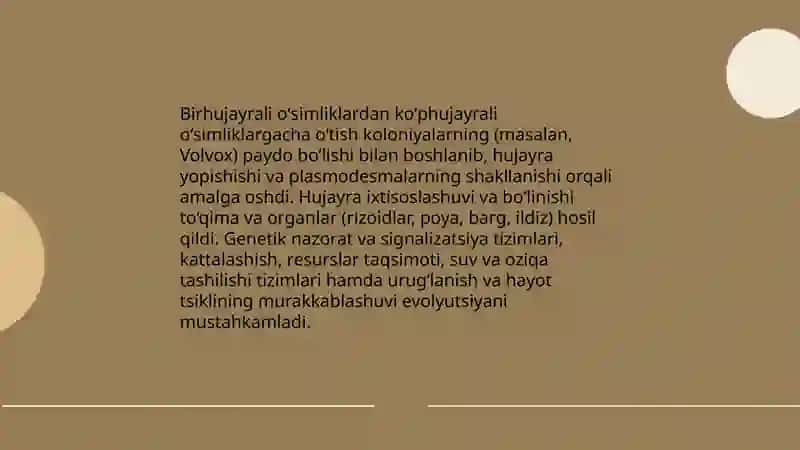 Oʻsimliklarning kelib chiqishi va organlarining paydo boʻlishi 4