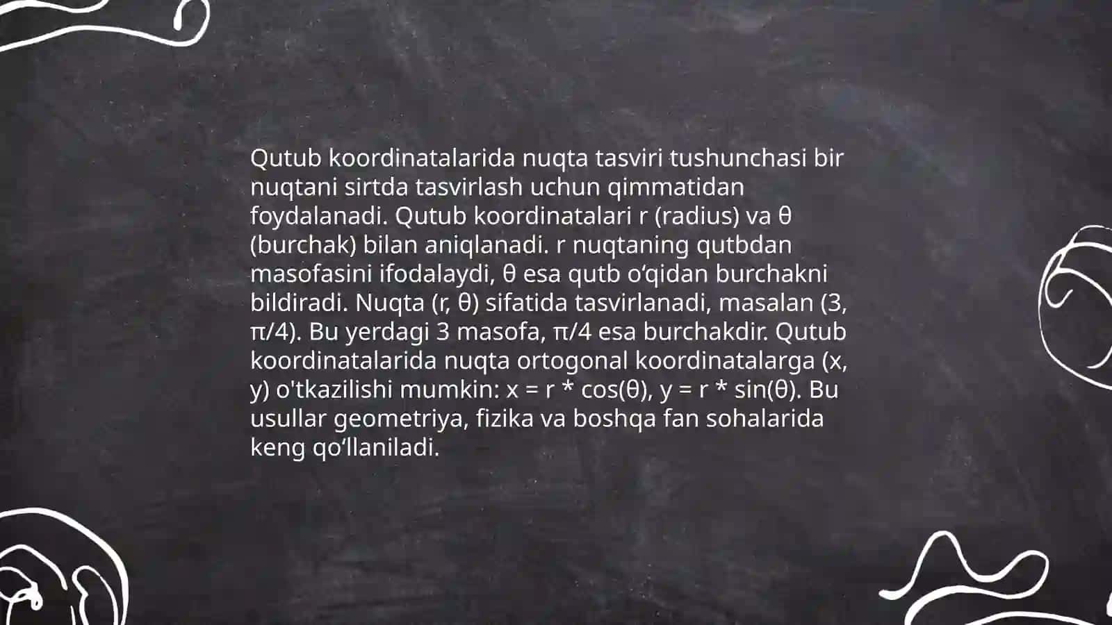 Qutub kardinatolari va turlari Amaliy matimatka 4