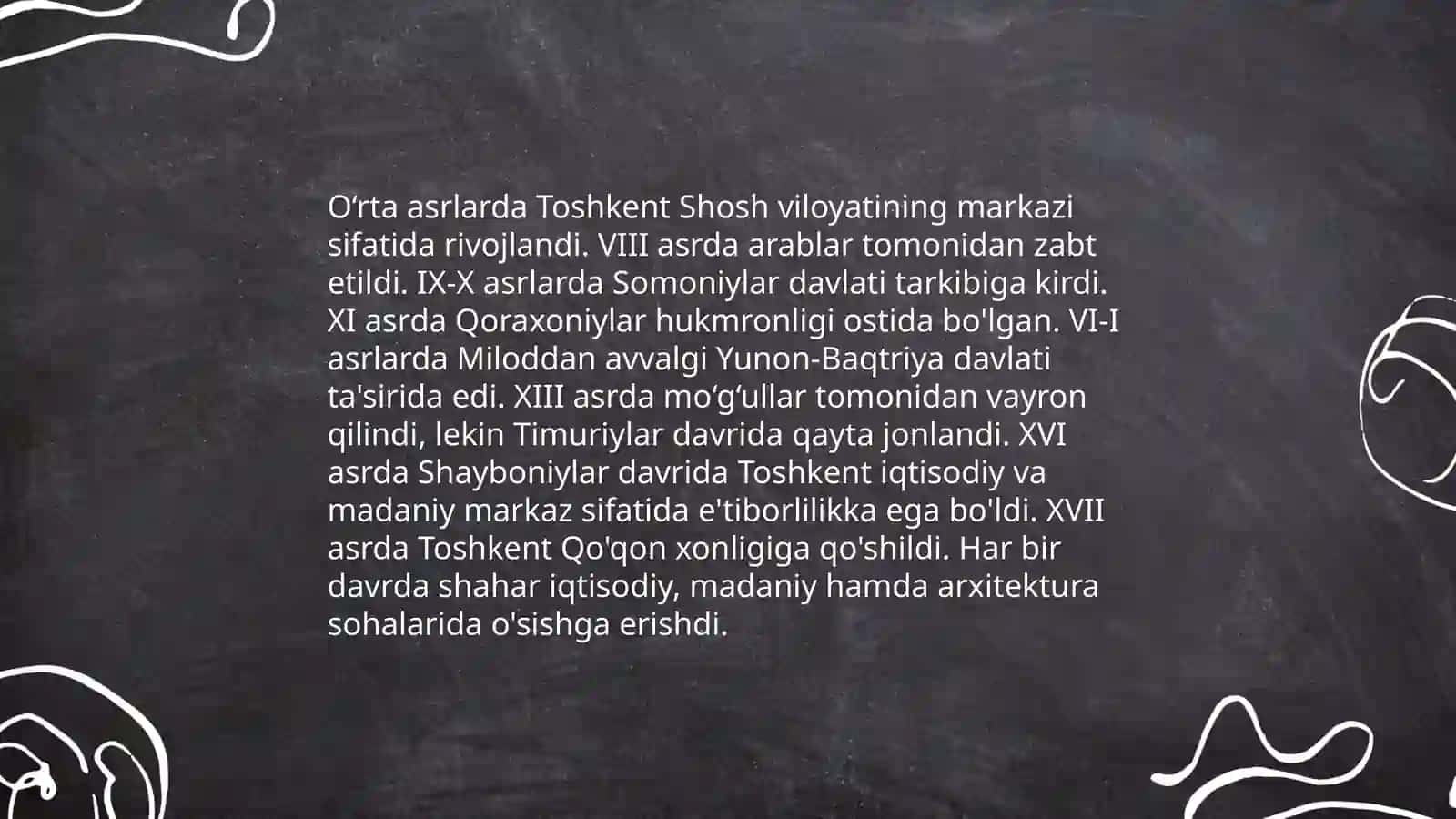 Toshkent shahri tarixi va rivojlanish xususiyatlari 4