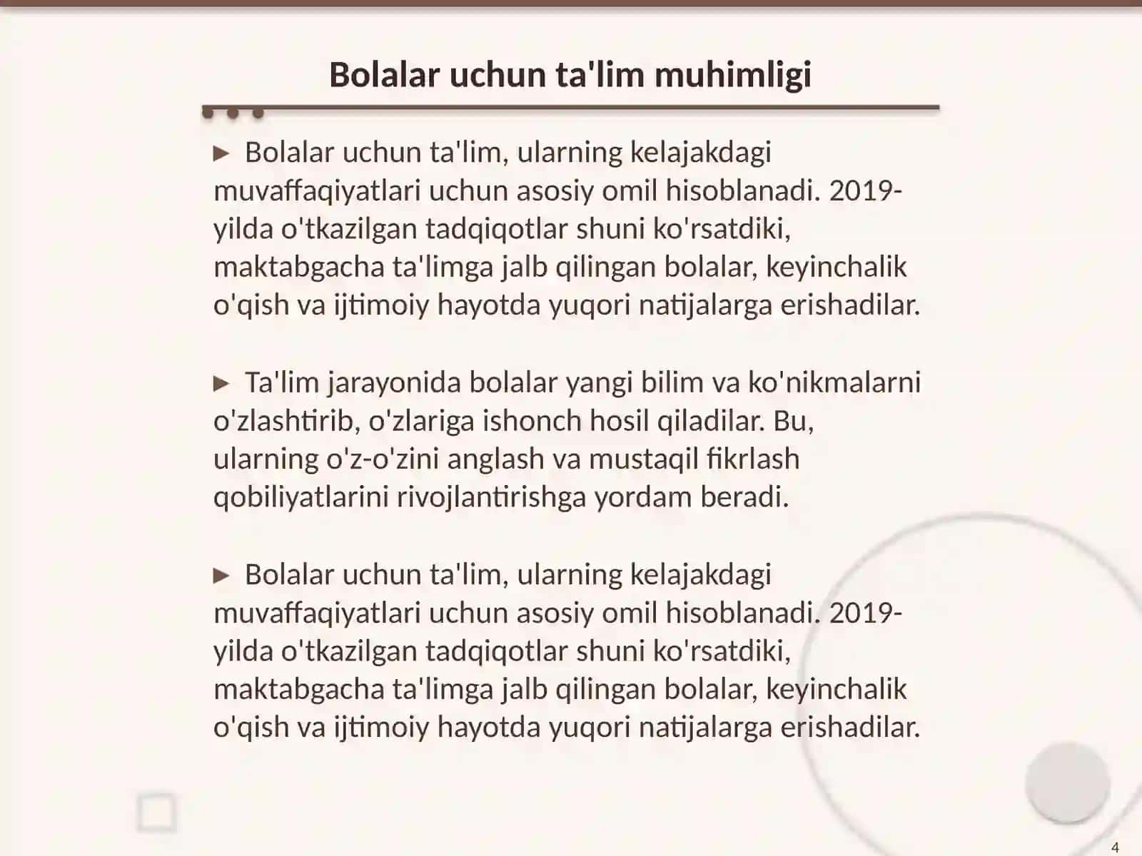 Ilk qadam davlat o'quv dasturining maqsadi va vazifalari 4