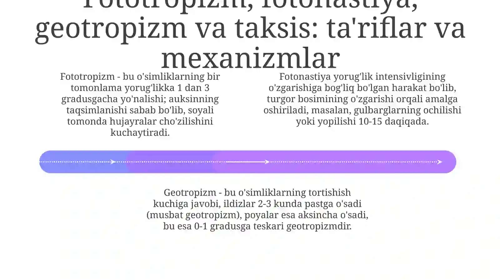 Fototropizm, Fotonastiya, Geotropizm va Taksis 4