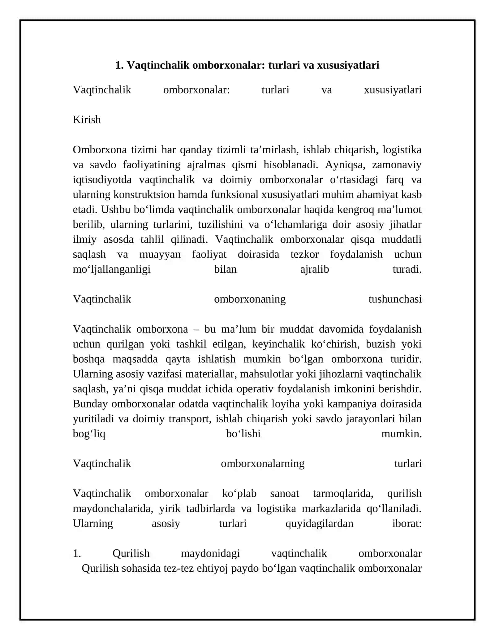 Vaqtinchalik va doimiy omborxonalarni turlari, tuzilishi va o‘lchamlari 4