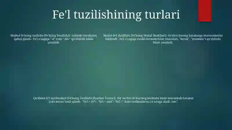 Fe'Lning Yasalishi 4
