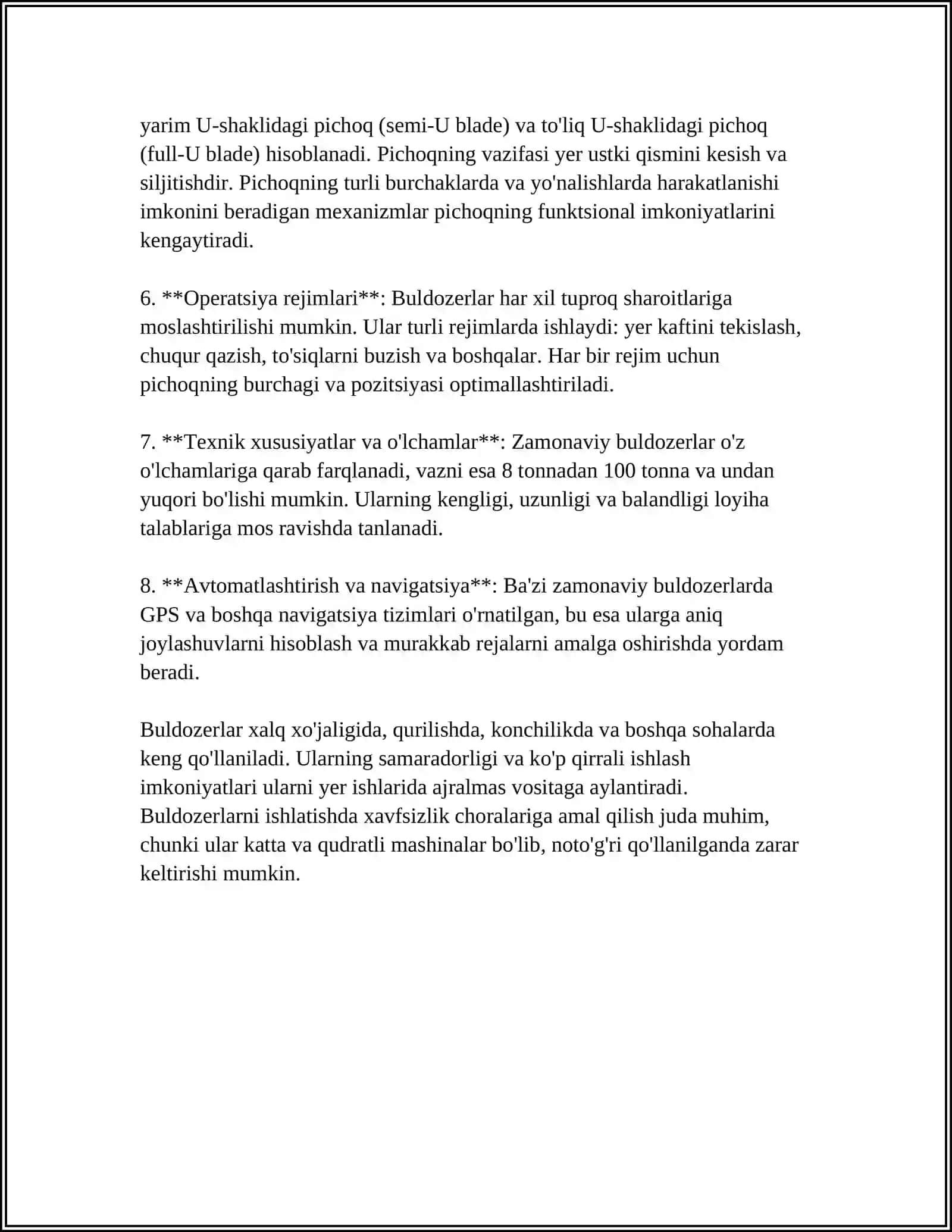 Buldozerlarda BAJARILADIGAN ISHLAR TEXNOLOGIYASI 4