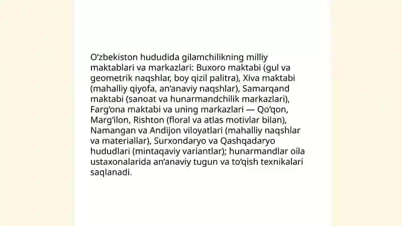 Gilam to‘qish san’ati tarixi va uslublari 4