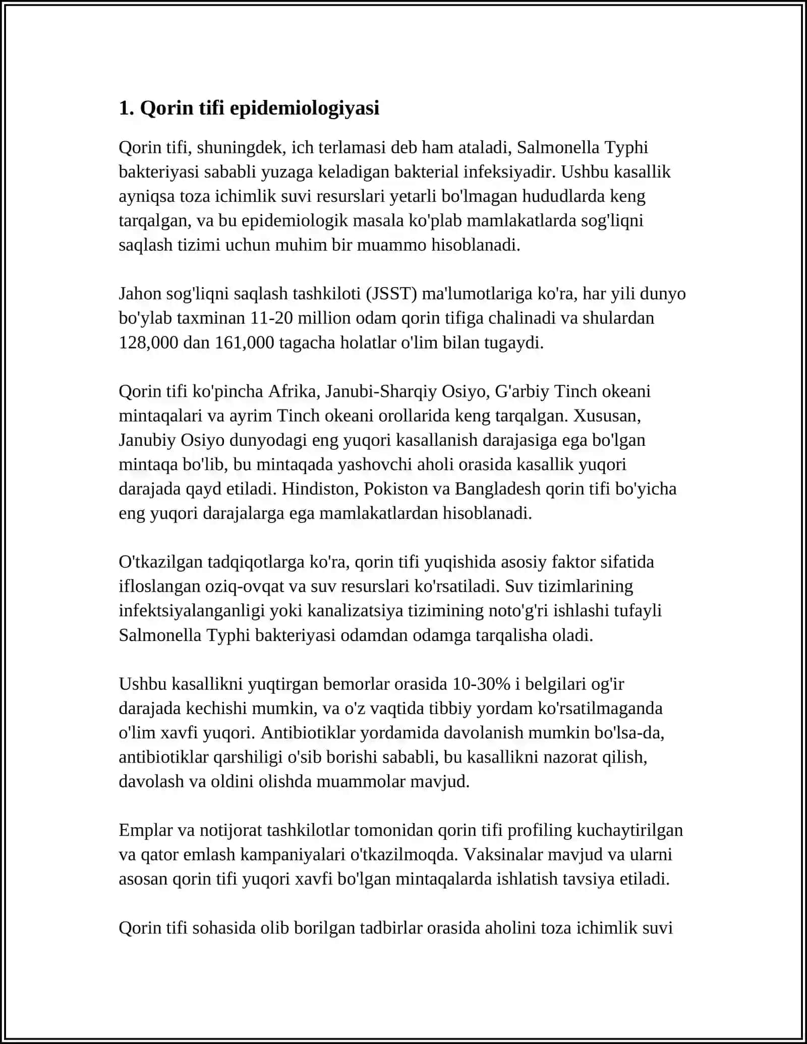 Qorin Tifi va Paratif A B Keltirib Chiqaradigan Kasalliklar. Ularni Tasnifi va Laboratoriya Tashxisi 4