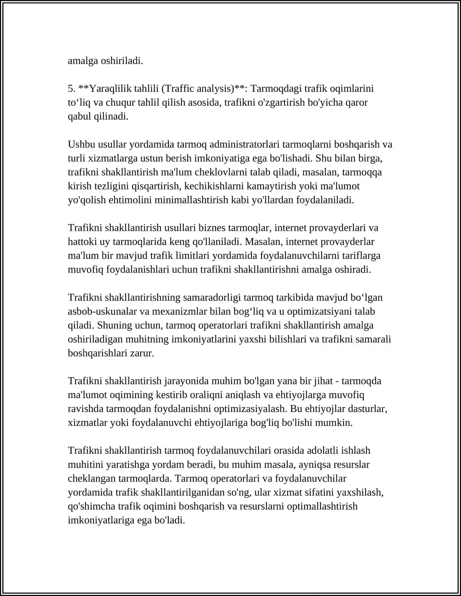 TARMOQ TRAFIKINI NAZORAT QILISH USULLARI 4