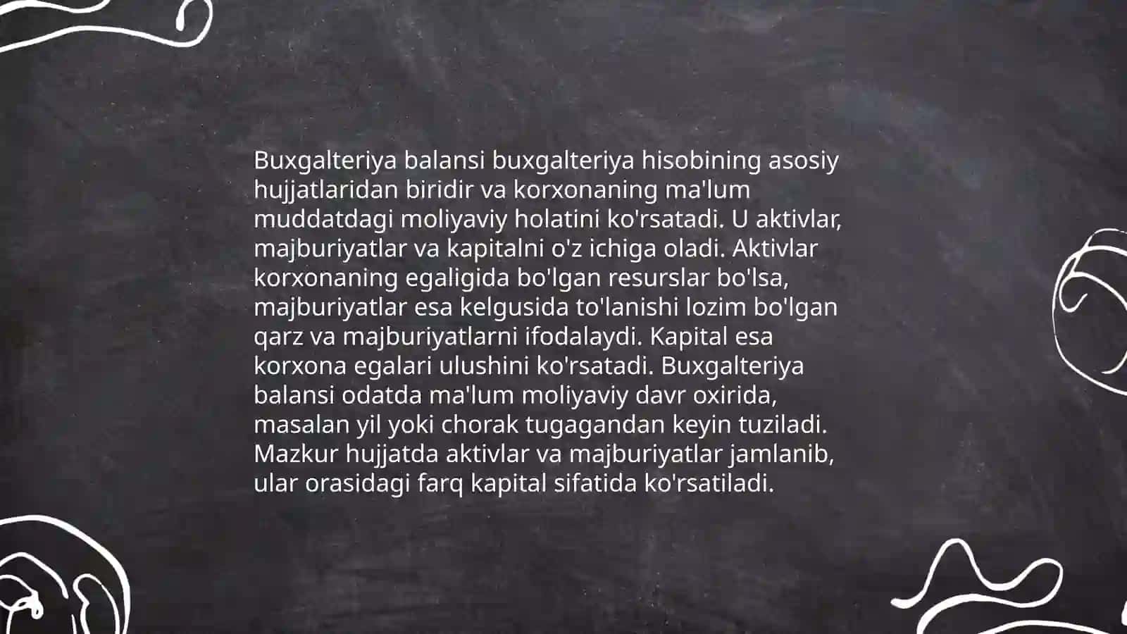 Schyotlar tizimi va buxgalteriya balansi moddalrining o'zaro bog'liqligi 4