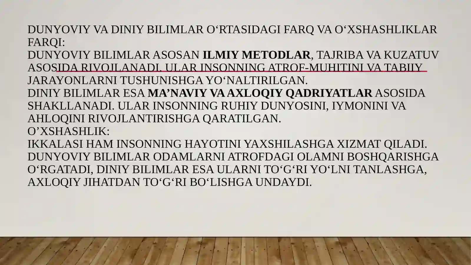 Dunyoviy va diniy bilimlarni mutanosibligini ta'minlashning ahamiyati 4