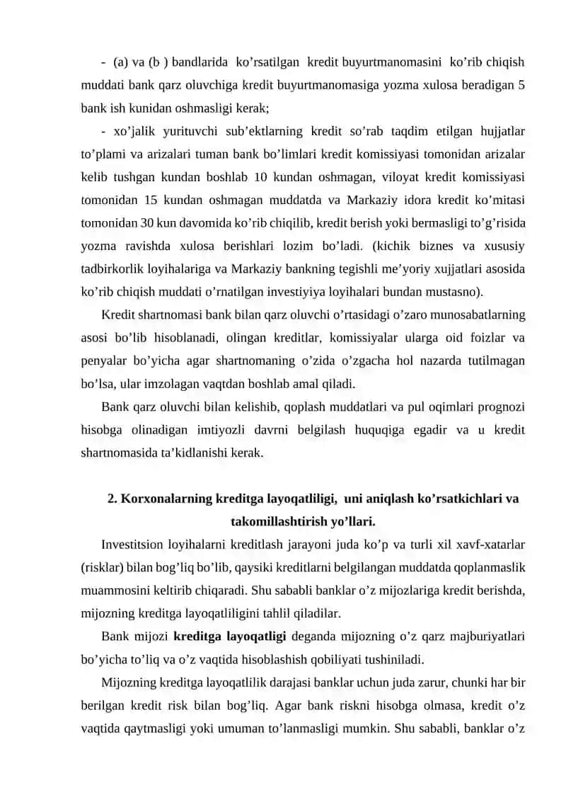Uzoq muddatli kreditlarning foydalanish bank nazorati 4