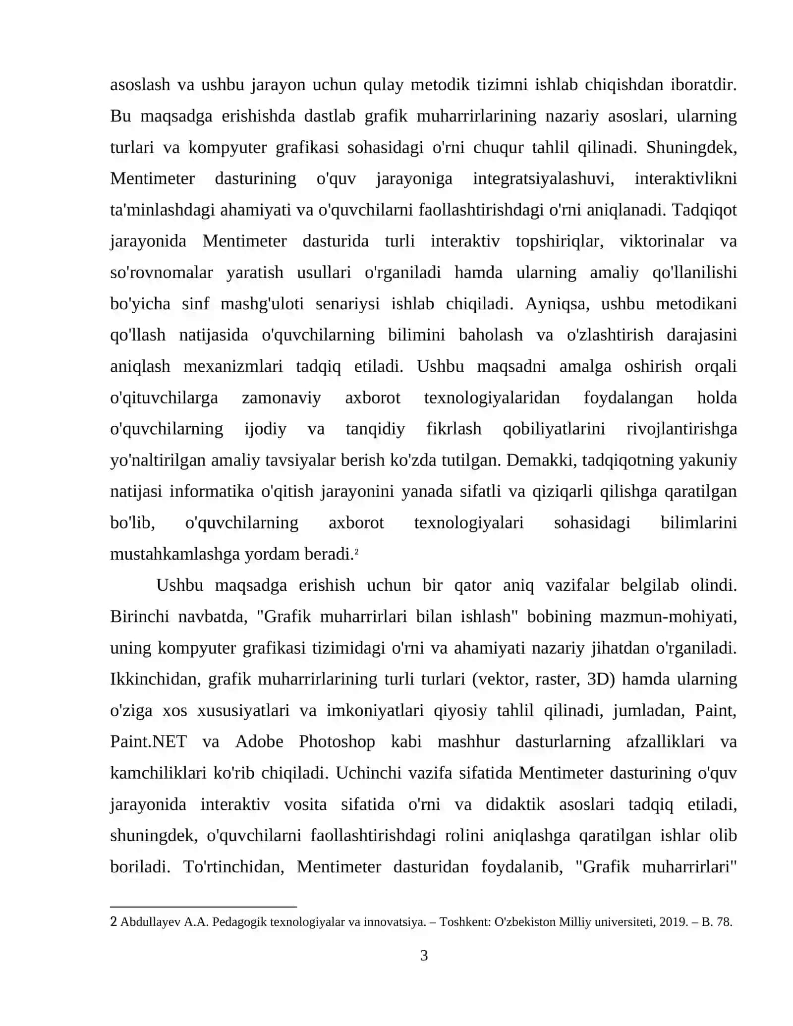 5-sinf informatika va axborot texnologiyalari fanidan ''Grafik muharrirlari bilan ishlash" bobini Mentimeter dasturi yordamida oʻqitish metodikasi. 4