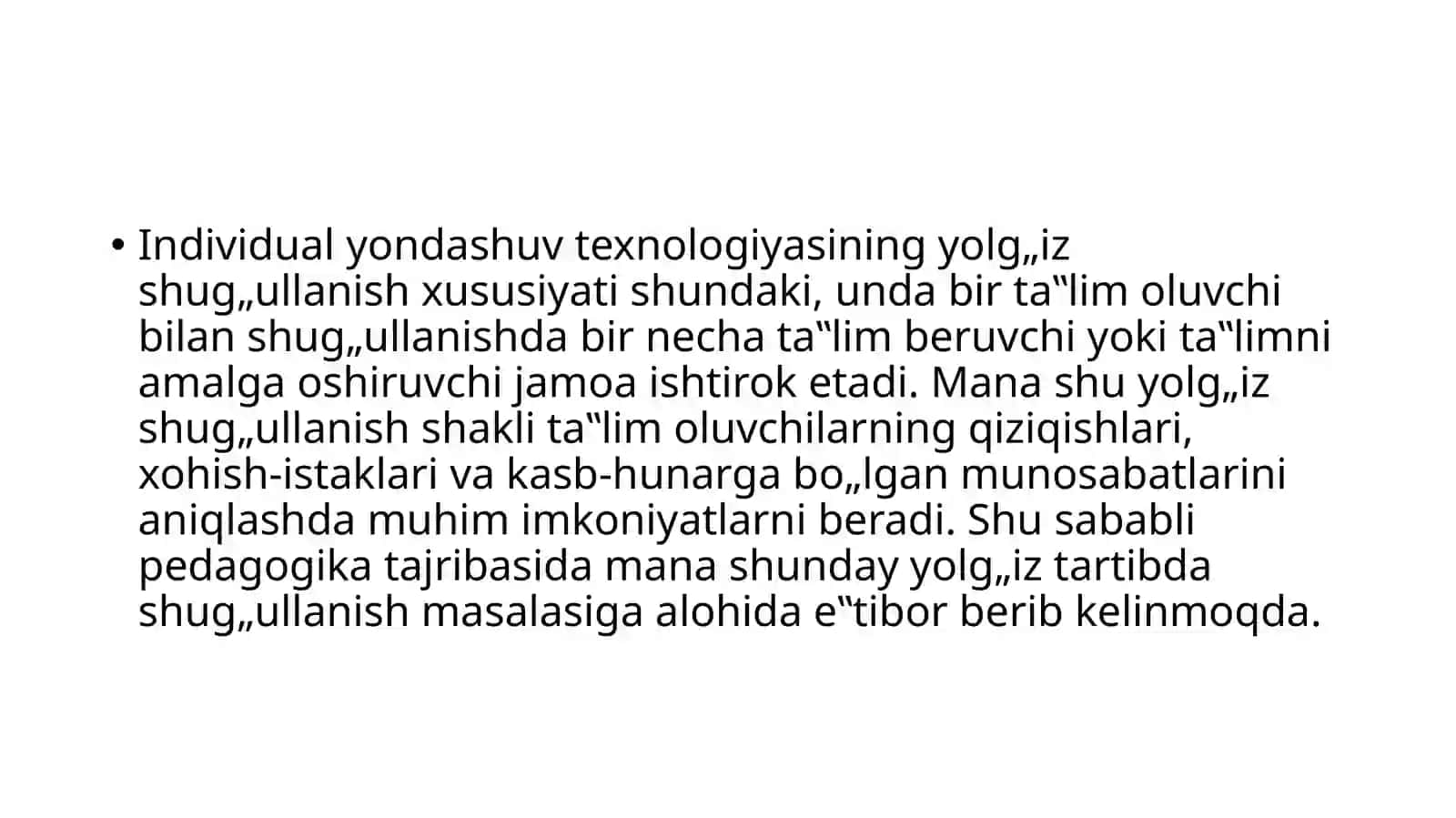 INDIVIDUAL YONDASHUV TEXNOLOGIYASI MAZMUNI 4