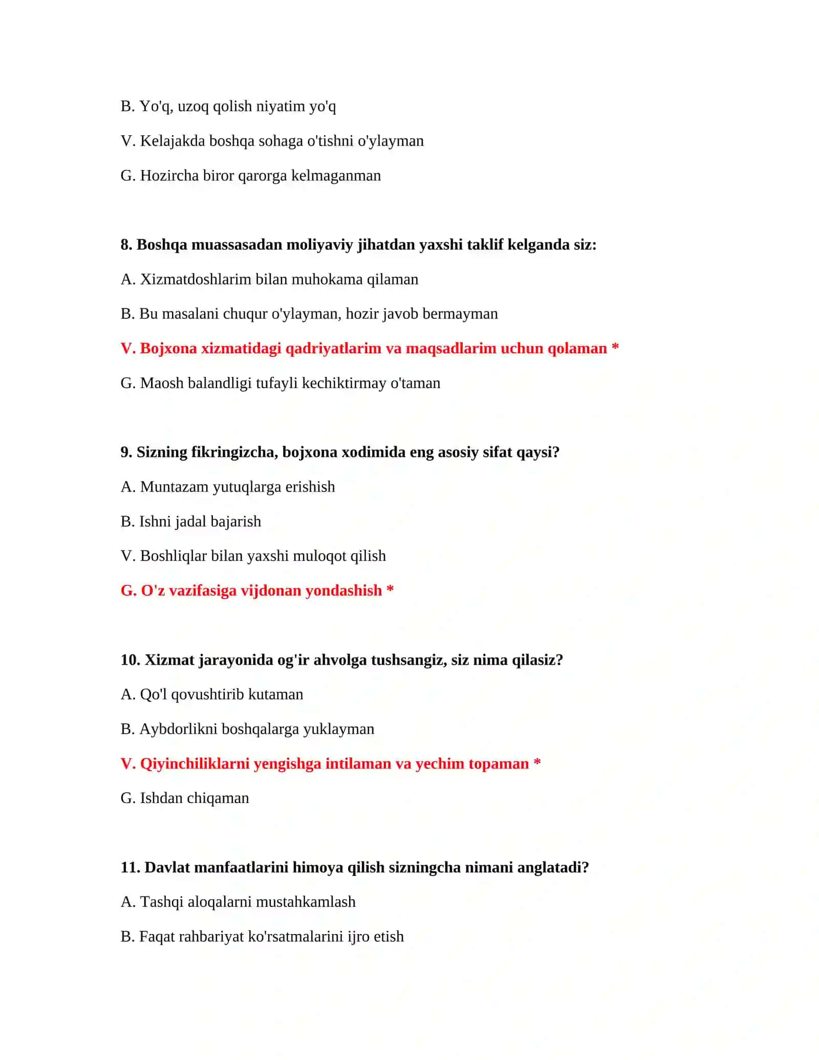PSIXOLOGIK TESTLAR: TO'LIQ SAVOL-JAVOBLAR TO'PLAMI 4
