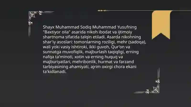 Baxtiyor oila asarida islom qadriyatlarining talqini 4