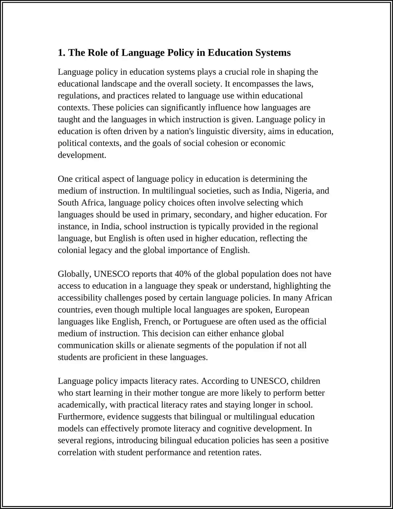 LANGUAGE POLICY AND ITS IMPACT ON TEACHING METHODS 4