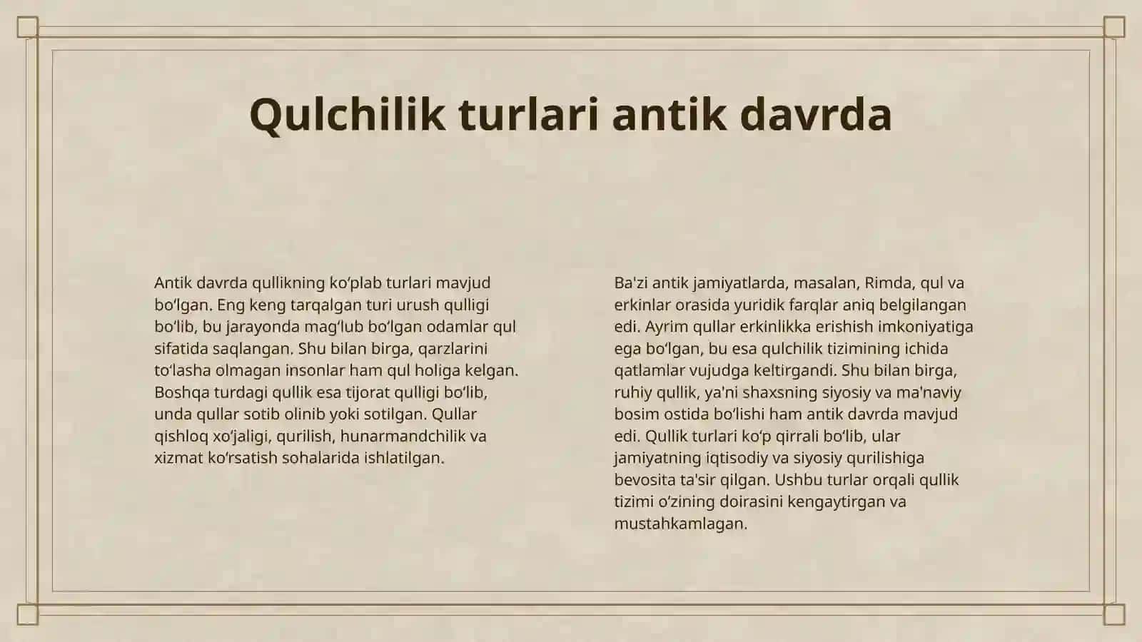 ANTIK QULCHILIK VA UNING O‘ZIGA XOS XUSUSIYATLARI 4