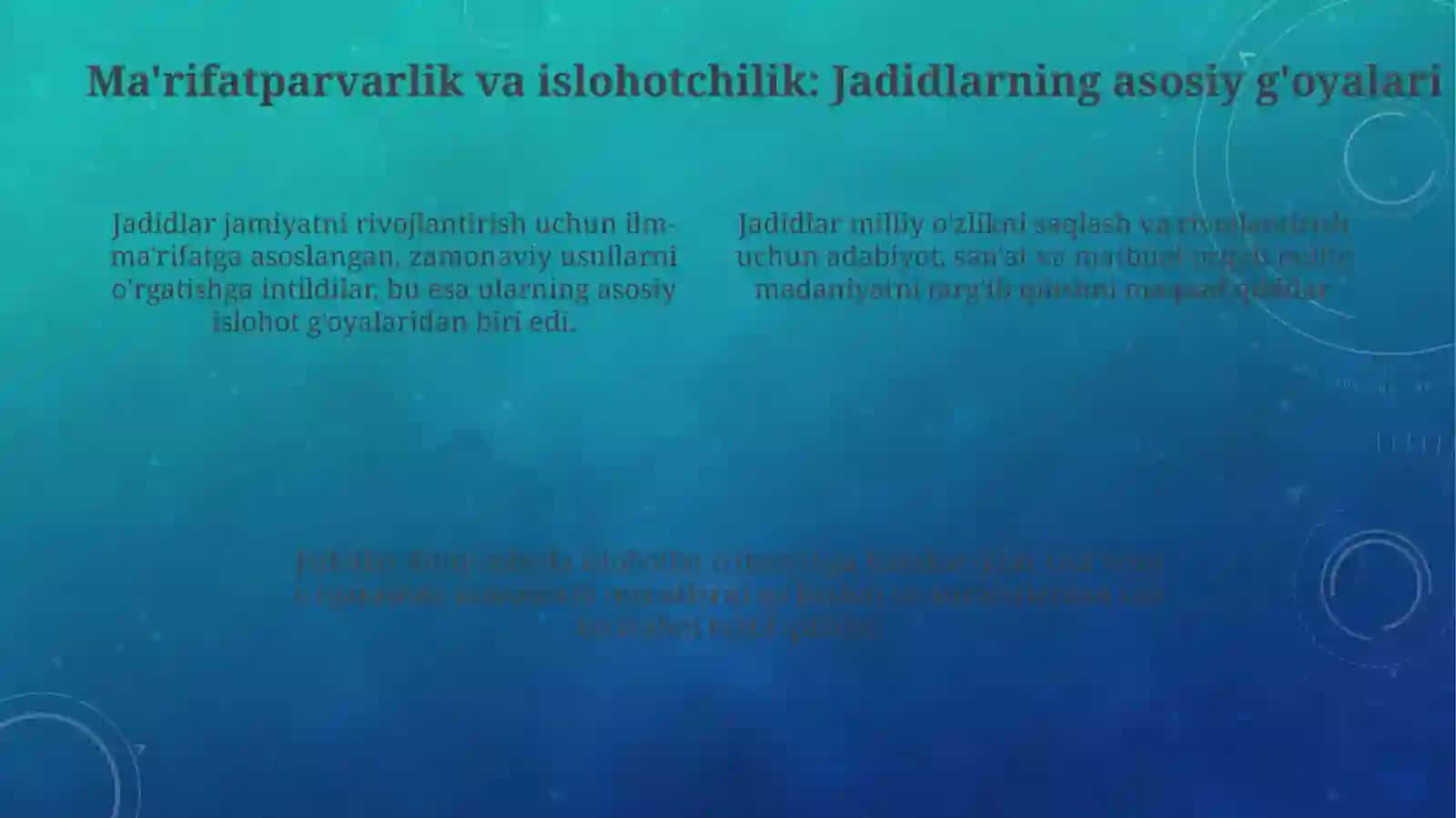 Jadid makrifatparvarlarining o‘lka ijtimoiy-ma‘naviy hayotida tutgan o‘rni 4