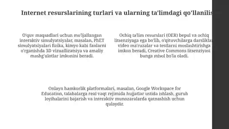 Ta'limda internet tarmogʻi resurslaridan foydalanish 4