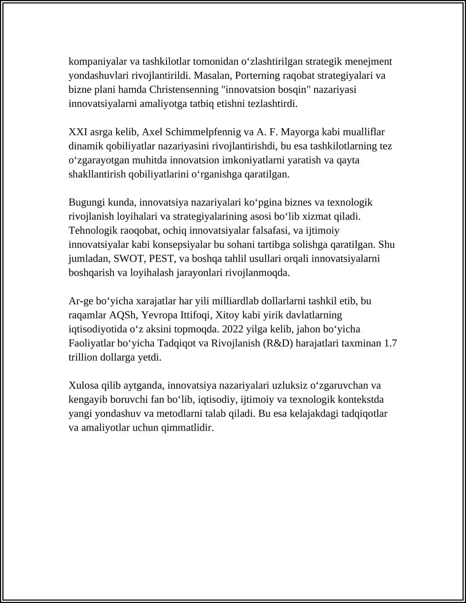 INNOVATION VA INNOVATSION MENEJMENT NAZARIYASI RIVOJLANISHINING ASOSIY YÓNALISHLARI 4