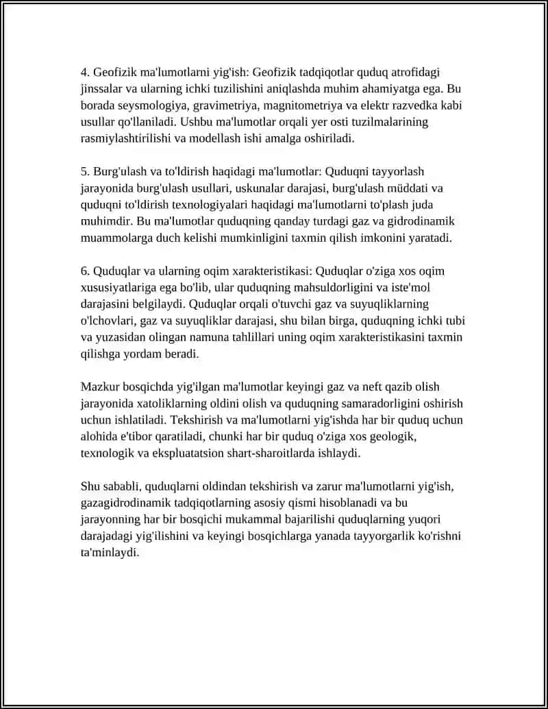 QUDUQLARNI GAZAGIDRODINAMIK TADQIQOTGA TAYYORLASH 4