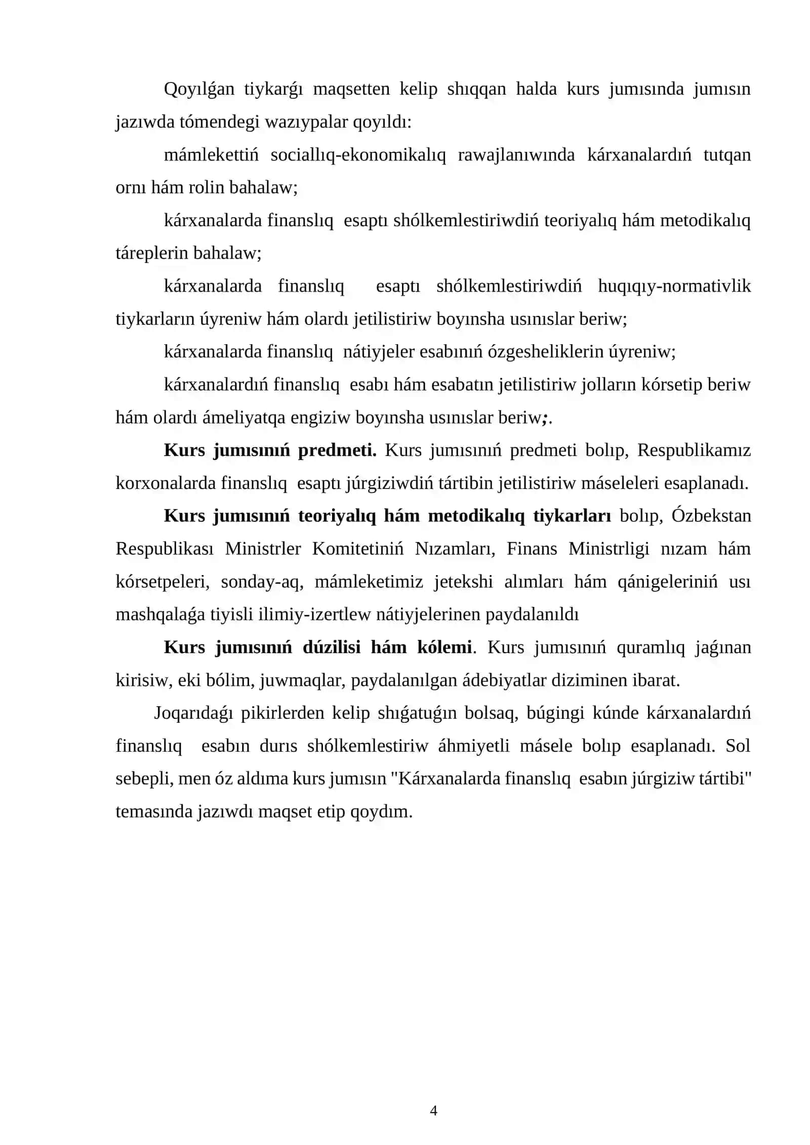Kárxanalarda finanslıq esap júrgiziw tártibi 4