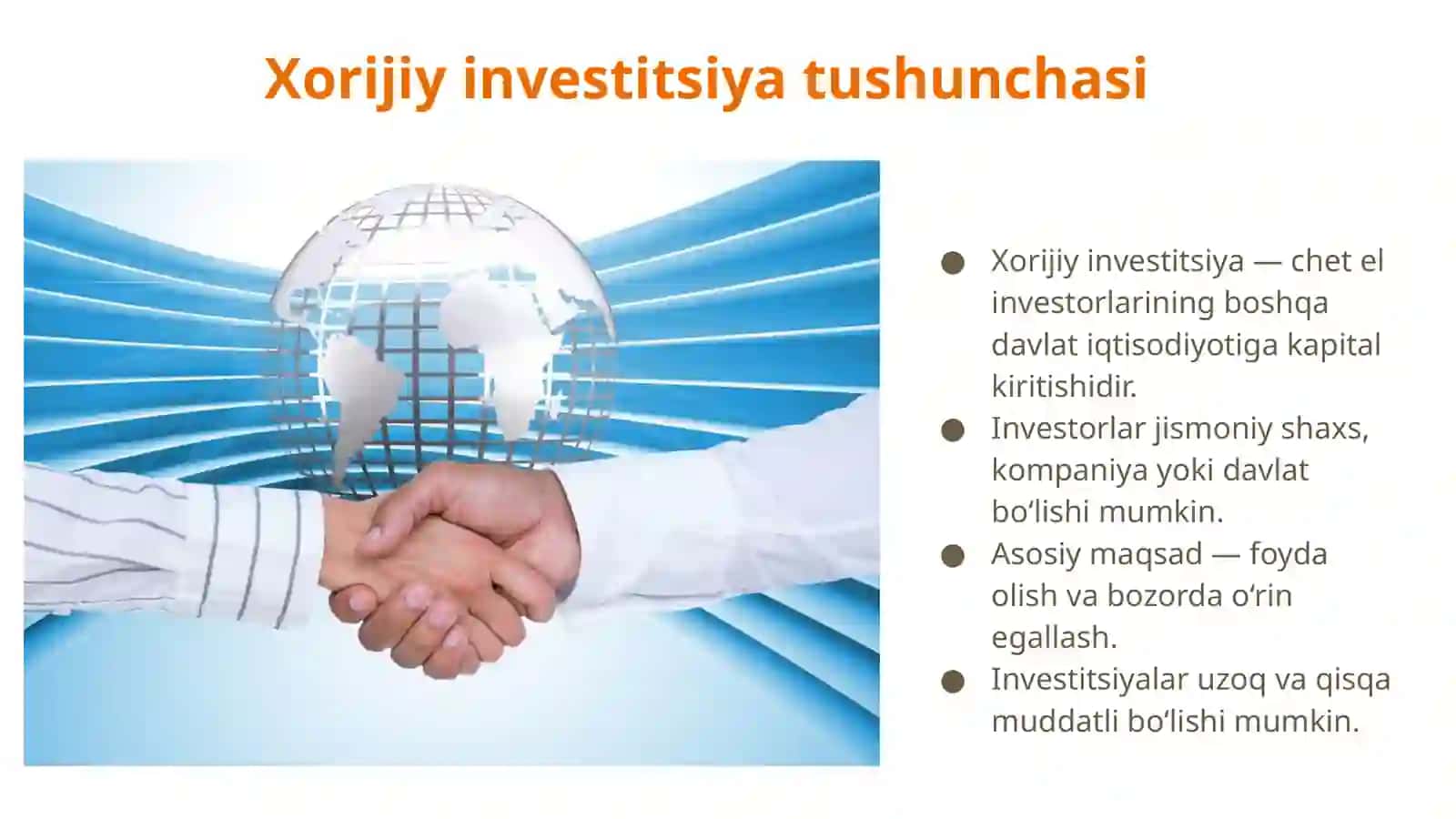 Xorijiy investitsiyalarni jalb etishning chet el tajribasi 4