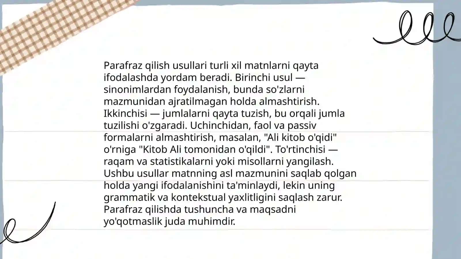 Iqtibos keltirish. Parafraza 4