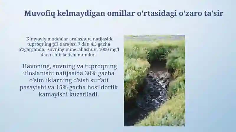 Atmosfera havosi, suv va tuproqning mos kelmaydigan omillarini gigienik tartibga solish 4