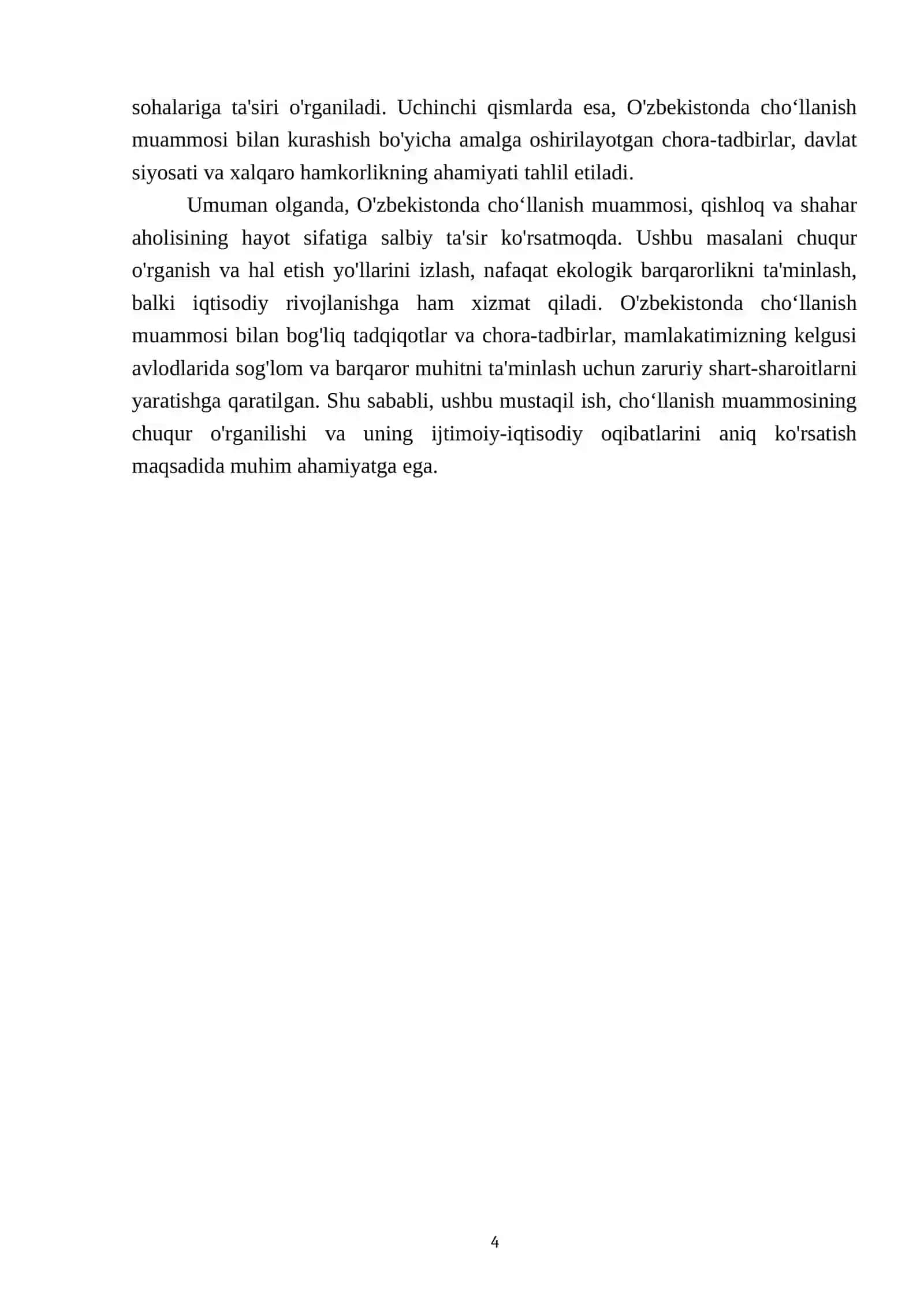 O'zbekistonda choʻllanish muammosi va uning oqibatlari 4