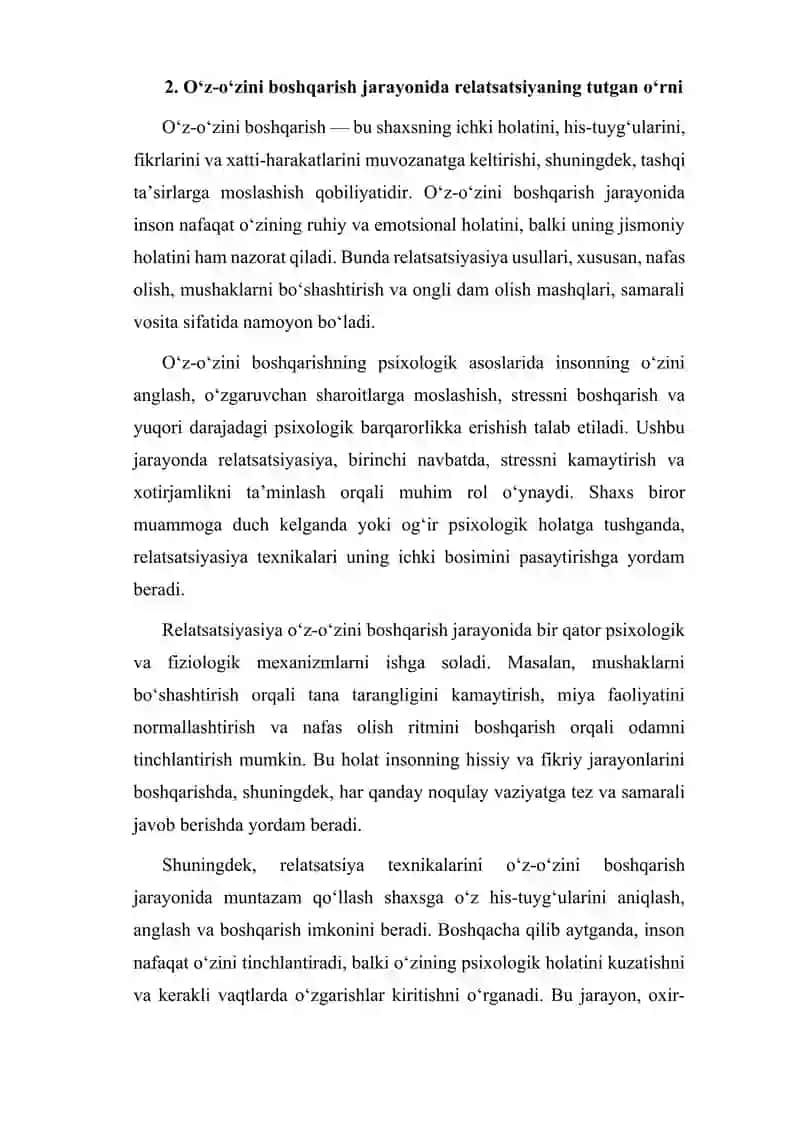 Relatsatsiyasiya oʻz oʻzini boshqarish usullarini omili sifatida 4