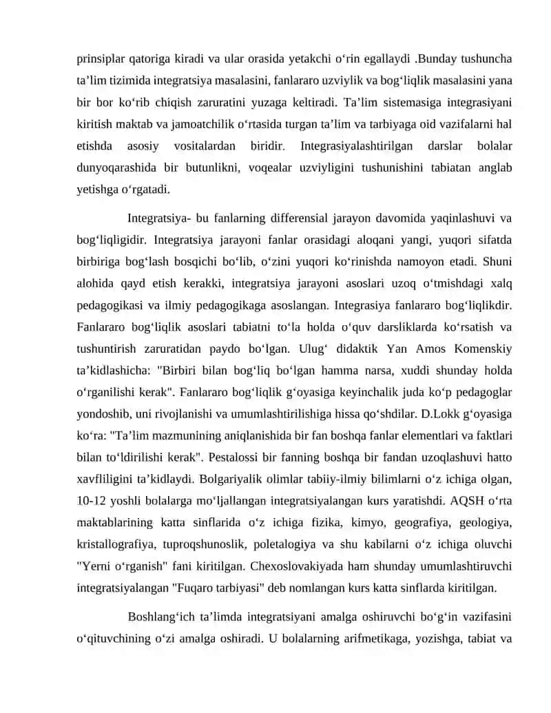 Integratsiyalashgan darslarning samaradorligini oshirish vata'lim prinsiplari 4