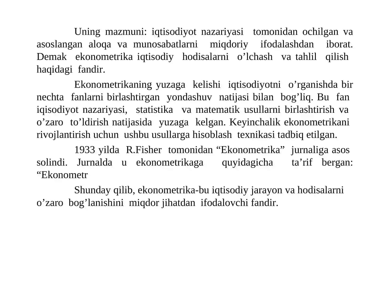 Ekonomеtrika fanining prеdmеti, usullari, vazifalari va asosiy tushunchalari 4