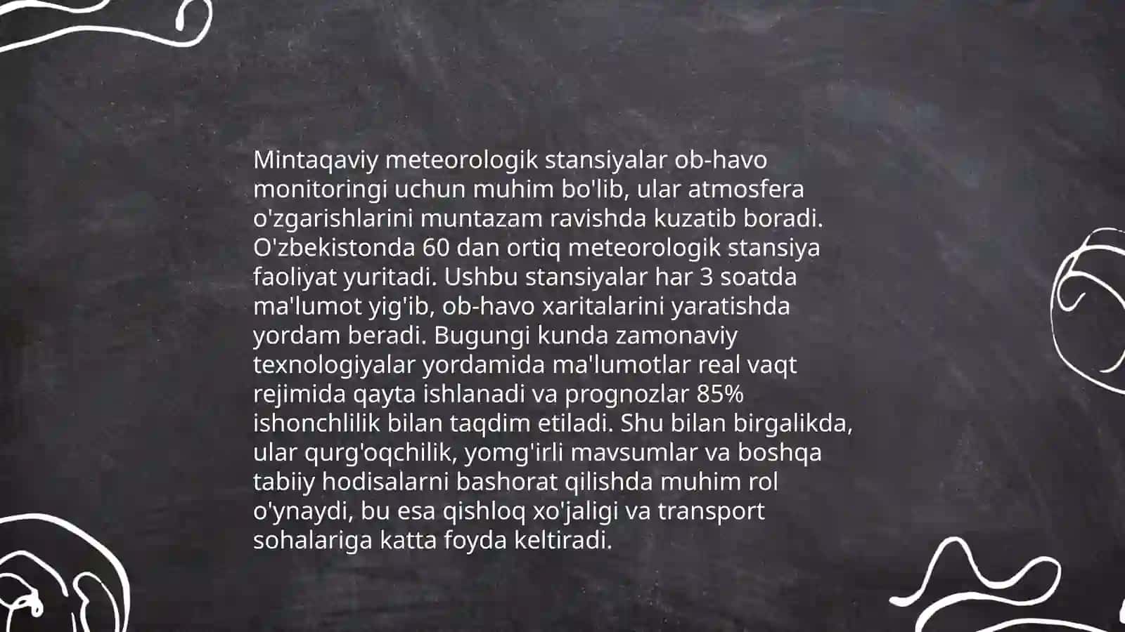 Qoraqalpogʻistonda atmosfera resurslarining oʻzgarishi mintaqaviy metostaciya maʼlumotlar va atmosfera havosining muhofaza qilish masalalari 4