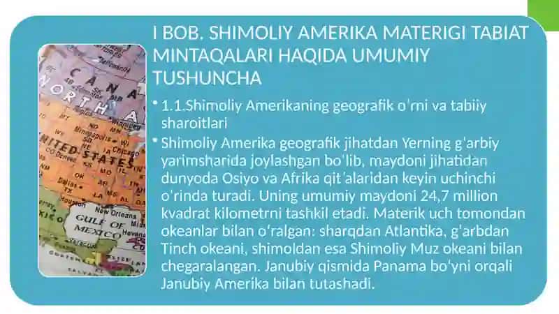 SHIMOLIY AMERIKA MATERIGI TABIAT MINTAQALARI MAVZUSINI ÒQITISH METODIKASI 4