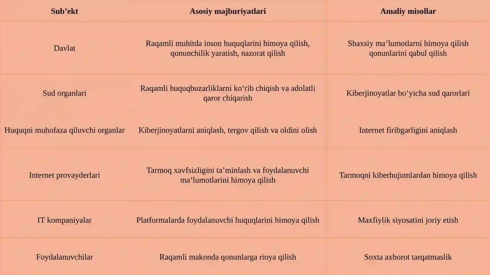 Raqamli huquqlar va inson huquqlari bo‘yicha majburiyatlarsub’ektlari 4