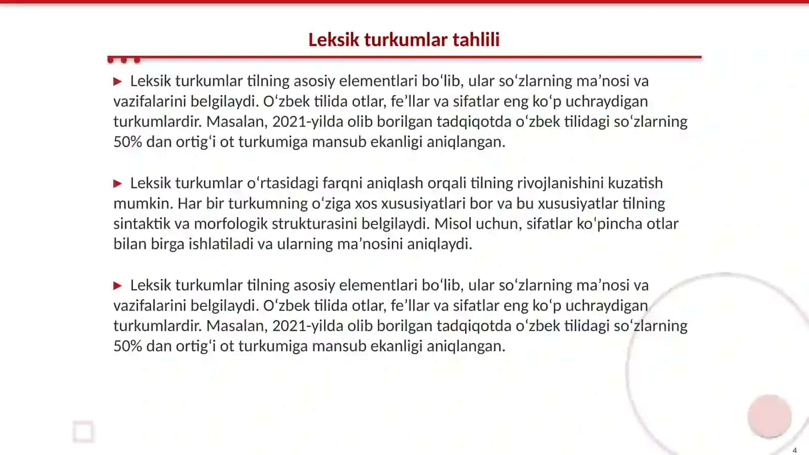So‘zlarni turkumlarga ajratish algoritmi 4