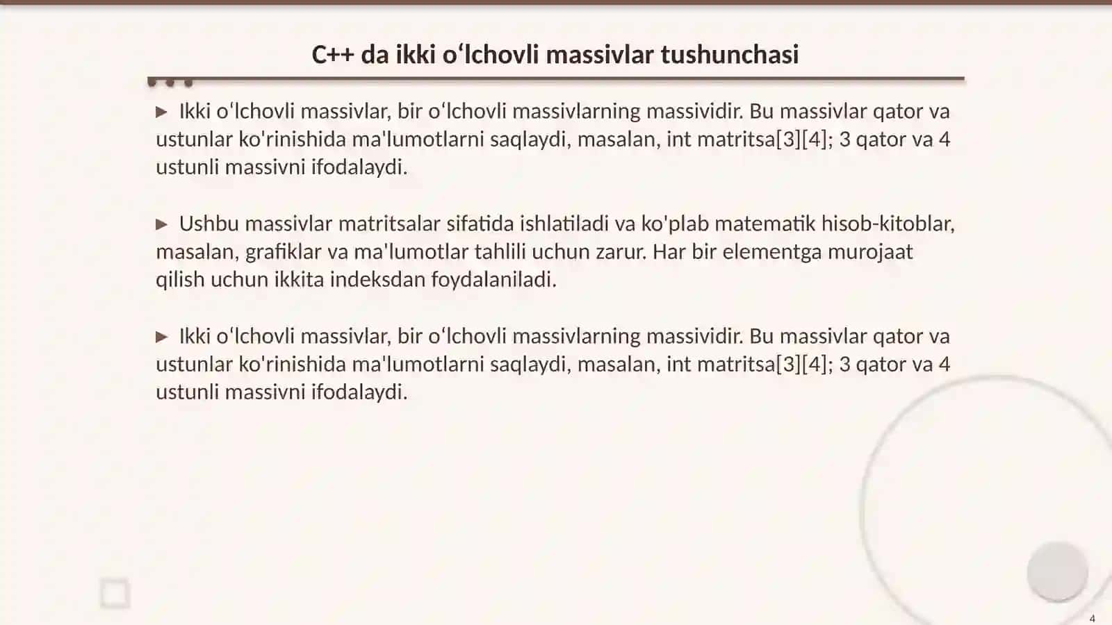 Algoritmik tillar va dasturlash 4