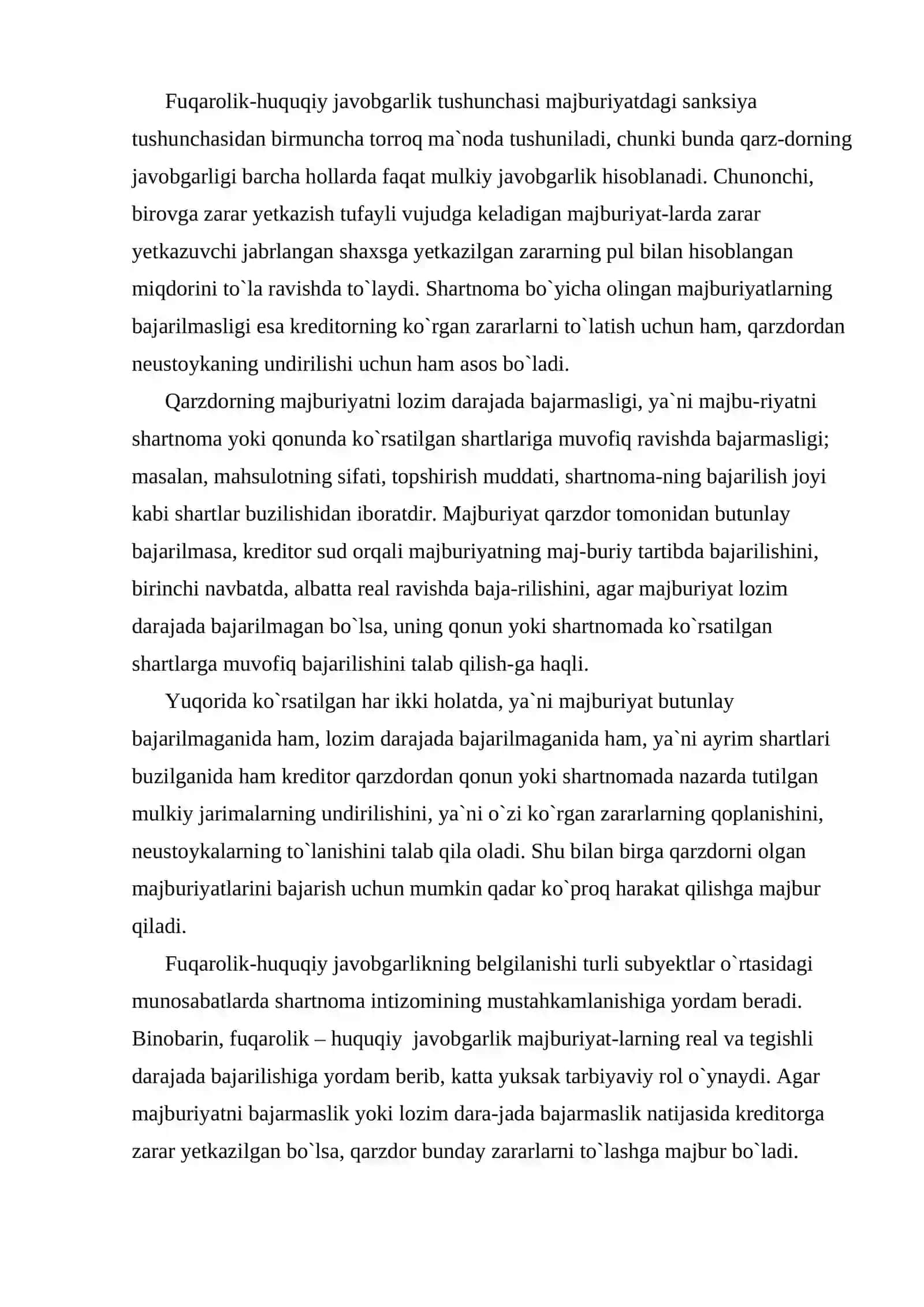Majburyatlarning buzilishi va buning uchun javobgarlik mustaqil ish 4
