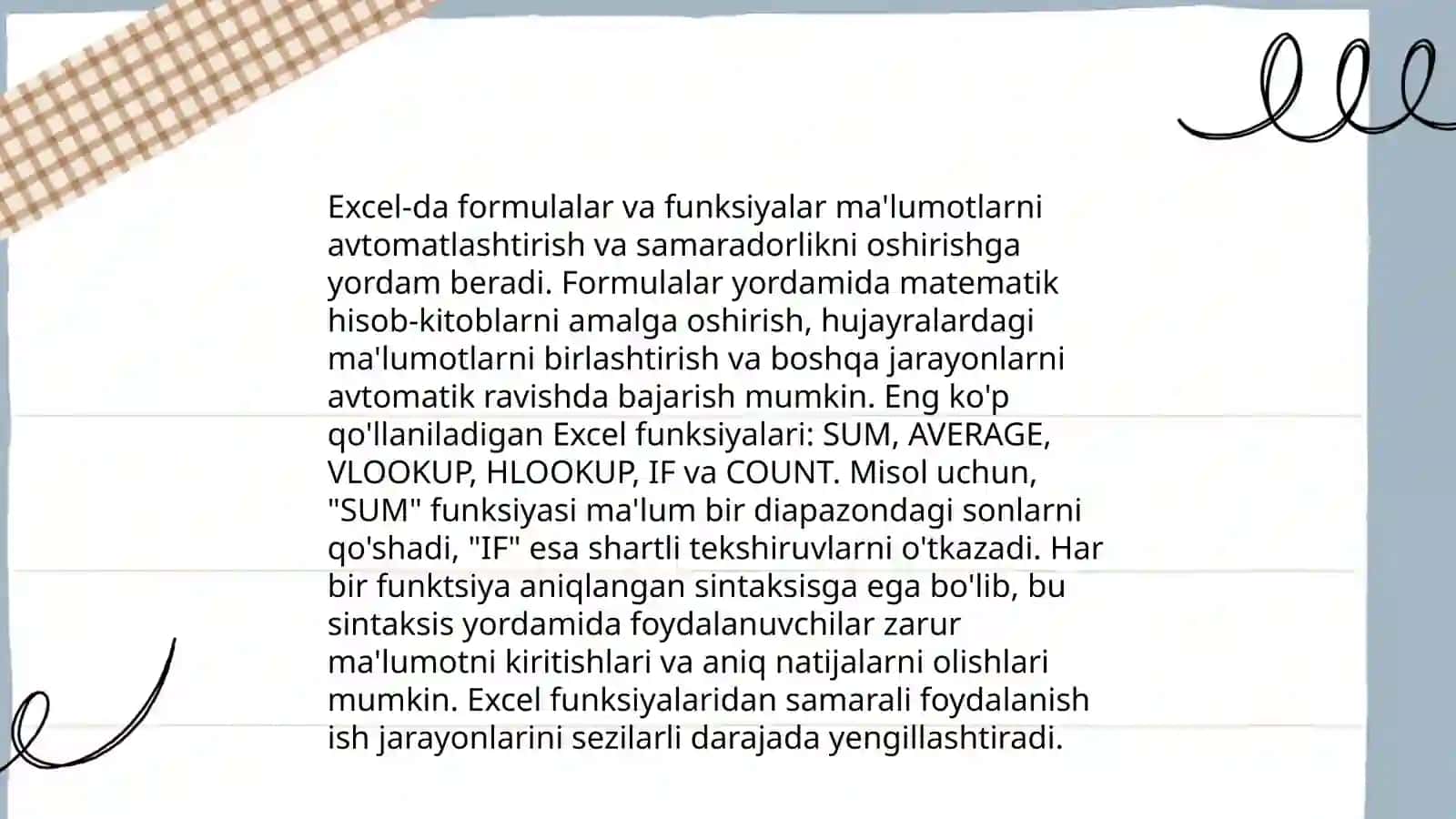 Microsoft Excel elektron jadval muharririning keng imkoniyatlaridan foydalanish 4