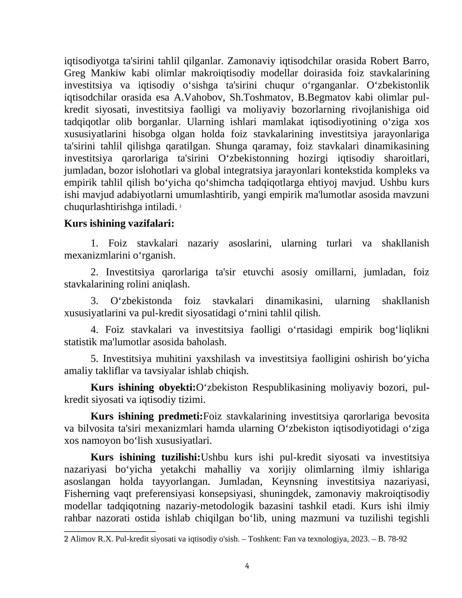 "FOIZ STAVKASI VA INVESTITSIYA QARORLARI" 4